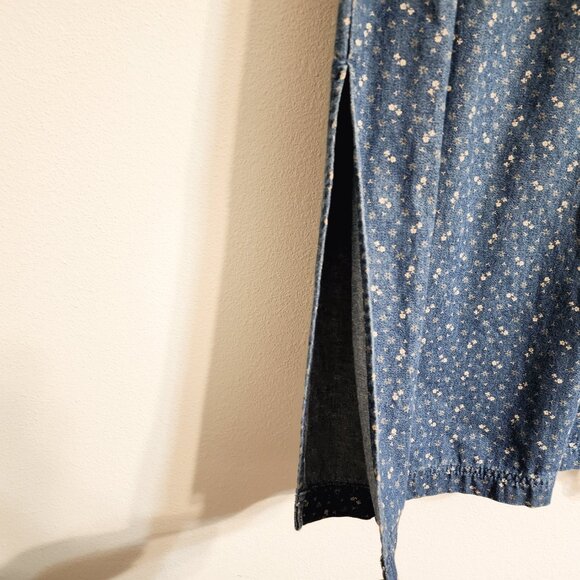 Vtg AMI Women Denim/Jean Midi Fit Flare Floral Skirt Sz10 Y2K Retro Look Western - Picture 7 of 14